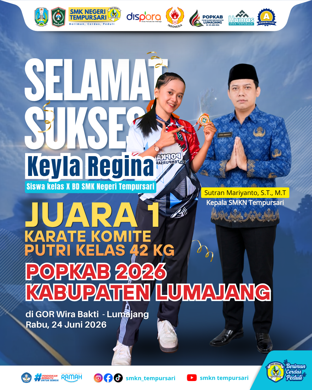 SMK Negeri Tempursari Kembali Torehkan Prestasi di Ajang POPKAB Lumajang 2026