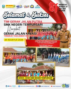 Semangat Tim Gerak Jalan Putra SMK Negeri Tempursari Meriahkan Gerak Jalan Kreasi Tingkat Kecamatan