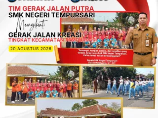 Semangat Tim Gerak Jalan Putra SMK Negeri Tempursari Meriahkan Gerak Jalan Kreasi Tingkat Kecamatan