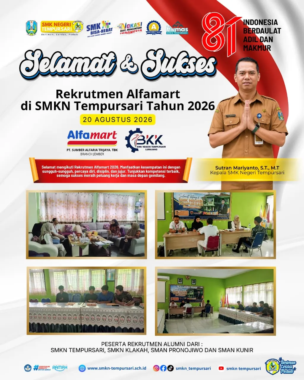SMK Negeri Tempursari Bersama PT Sumber Alfaria Trijaya Tbk Branch Jember Gelar Rekrutmen Alumni