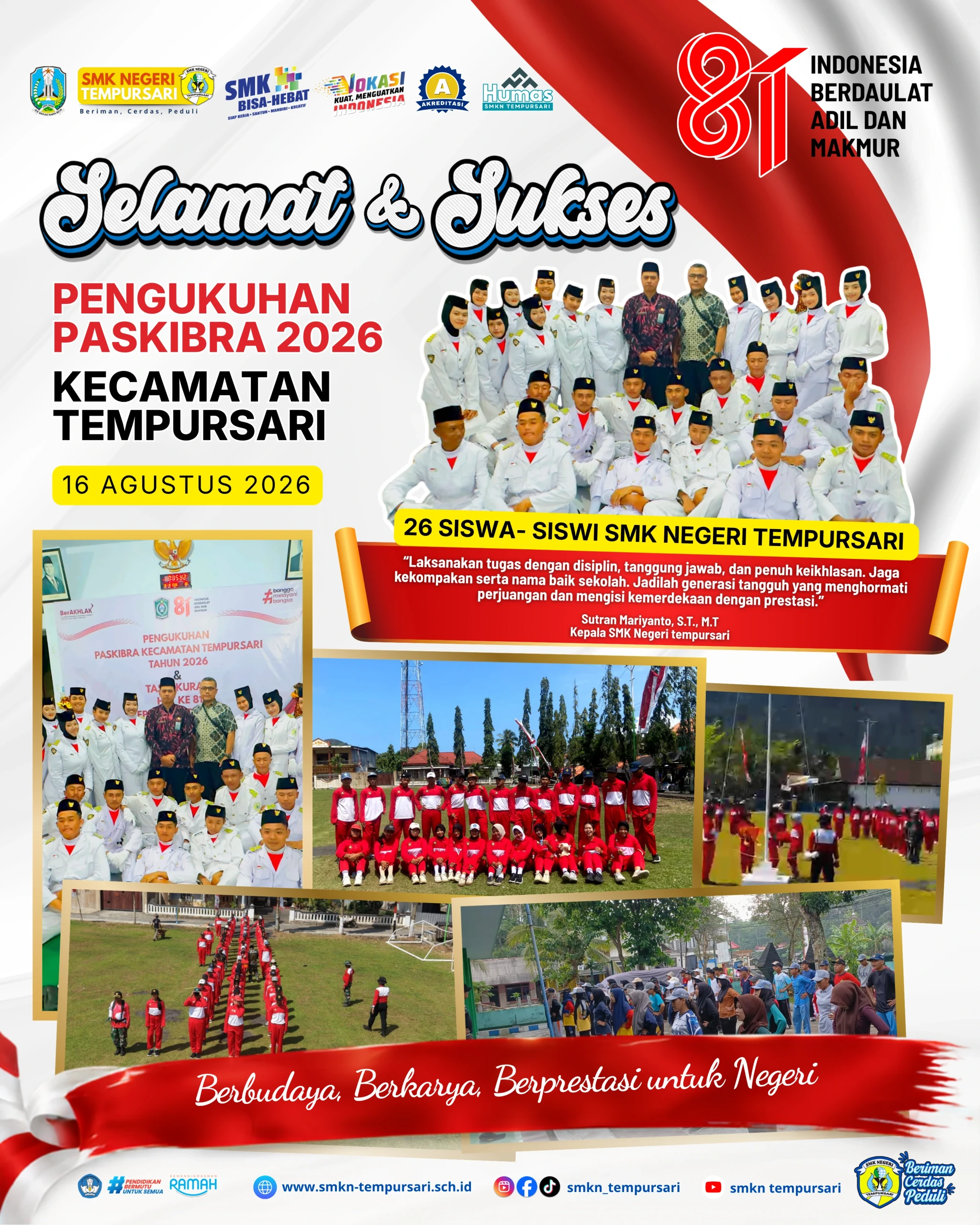 26 Siswa SMK Negeri Tempursari Siap Mengemban Amanah sebagai Paskibra Kecamatan Tempursari Tahun 2026