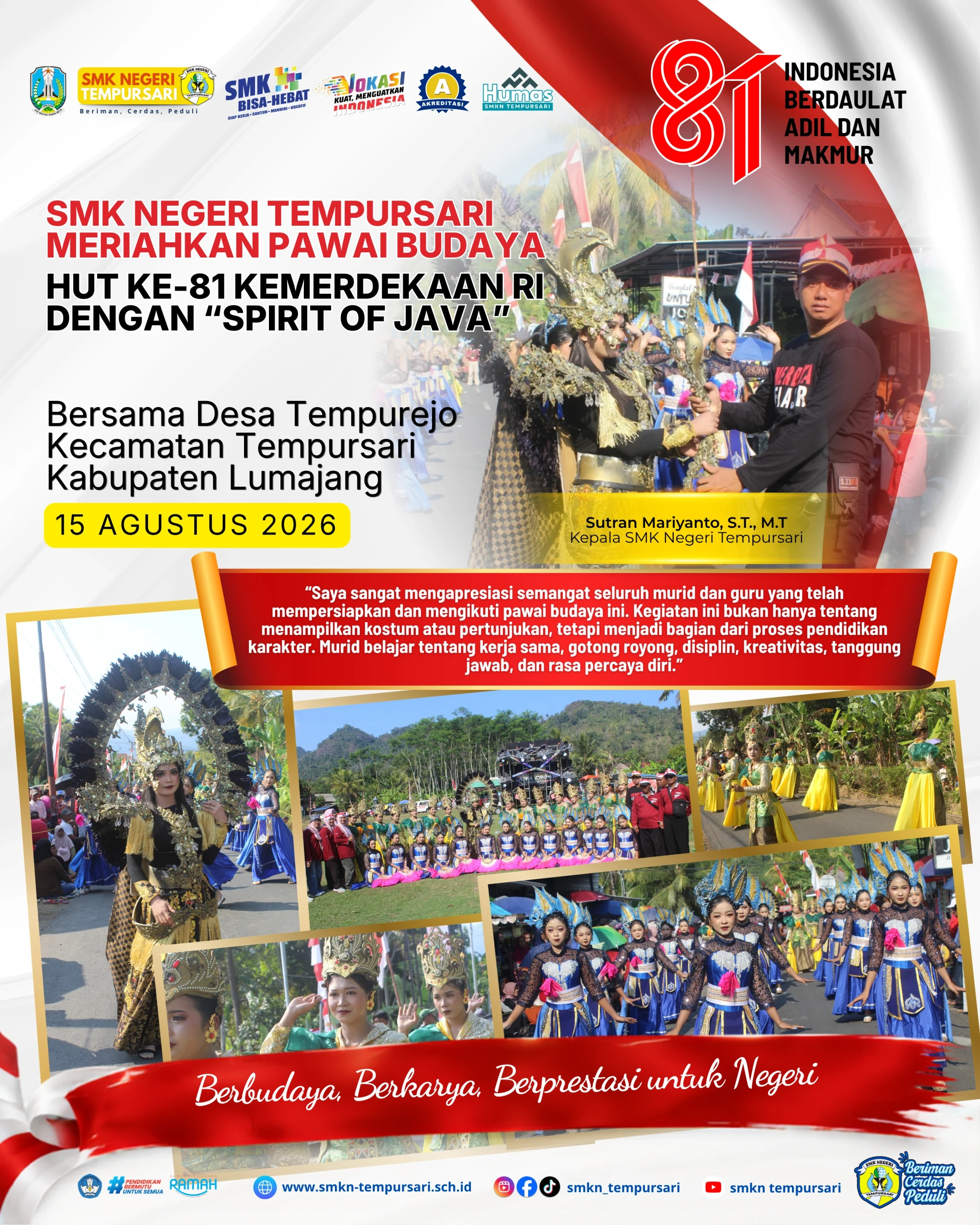 SMK Negeri Tempursari Meriahkan Pawai Budaya HUT ke-81 Kemerdekaan RI dengan “Spirit of Java”
